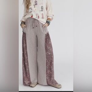 Three Bird Nest Stylish Wide-Leg Pants with Lace Panels